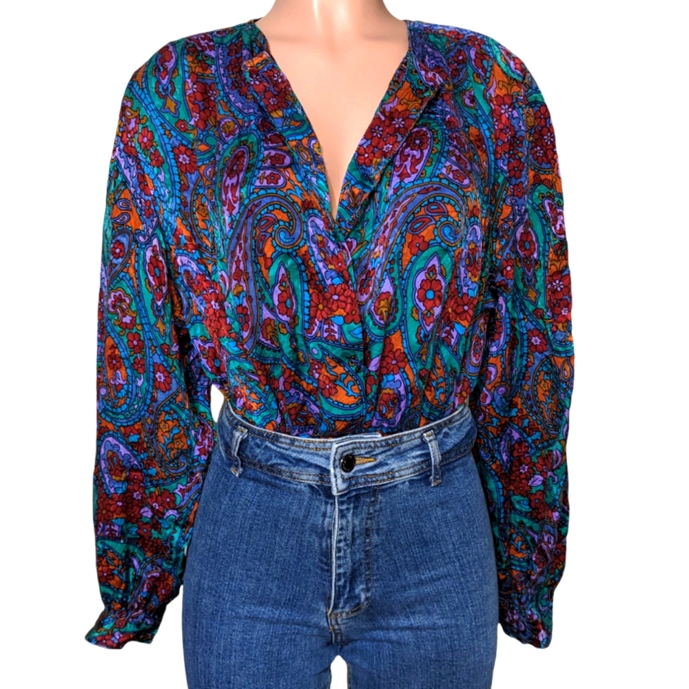 Vintage 70s Bohemian Adrianna Papell Blouse vintage festival Hippie